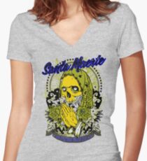 Camiseta entallada de cuello en V Santa muerte