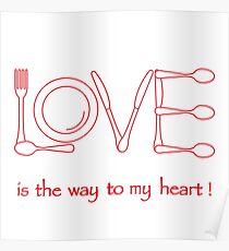 Inscription LOVE from cutlery. Poster