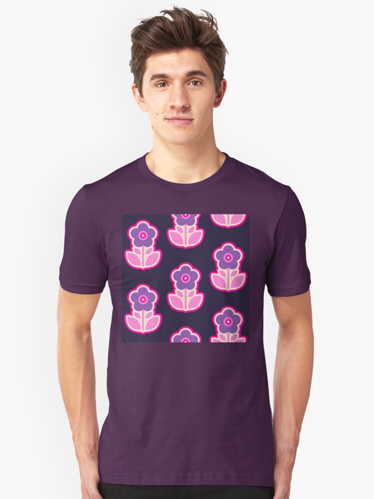 Alternate view of Geometric Pattern: Five Petal Flower: Purple Slim Fit T-Shirt