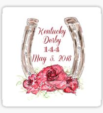 KY Derby 144, Horse Shoe with Roses, Watercolor, Louisville, KY Sticker