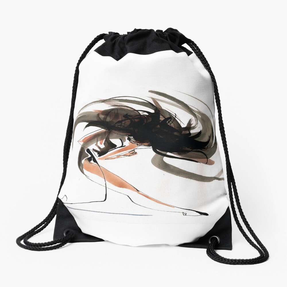 Expressive Ballerina Dance Drawing Drawstring Bag