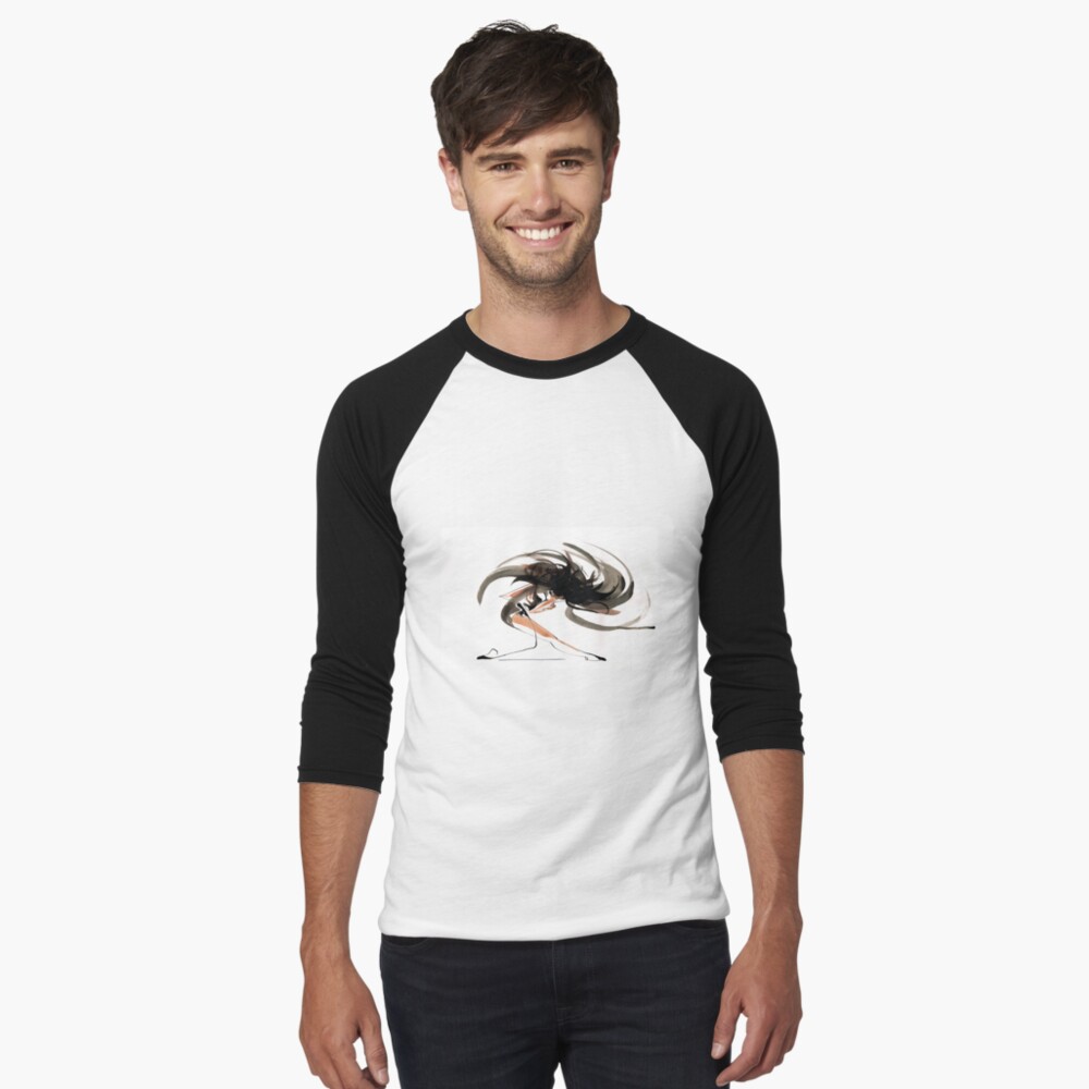 Expressive Ballerina Dance Drawing Baseball ¾ Sleeve T-Shirt