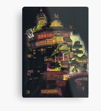 Spirited Away - Bath House at Night Metal Print