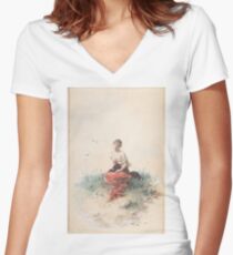 Female Figure Women's Fitted V-Neck T-Shirt
