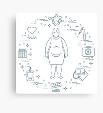 Fat woman, medical devices, tools and medicines. Canvas Print