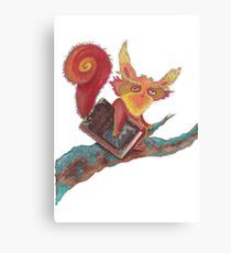 Squirrel with magic book Canvas Print