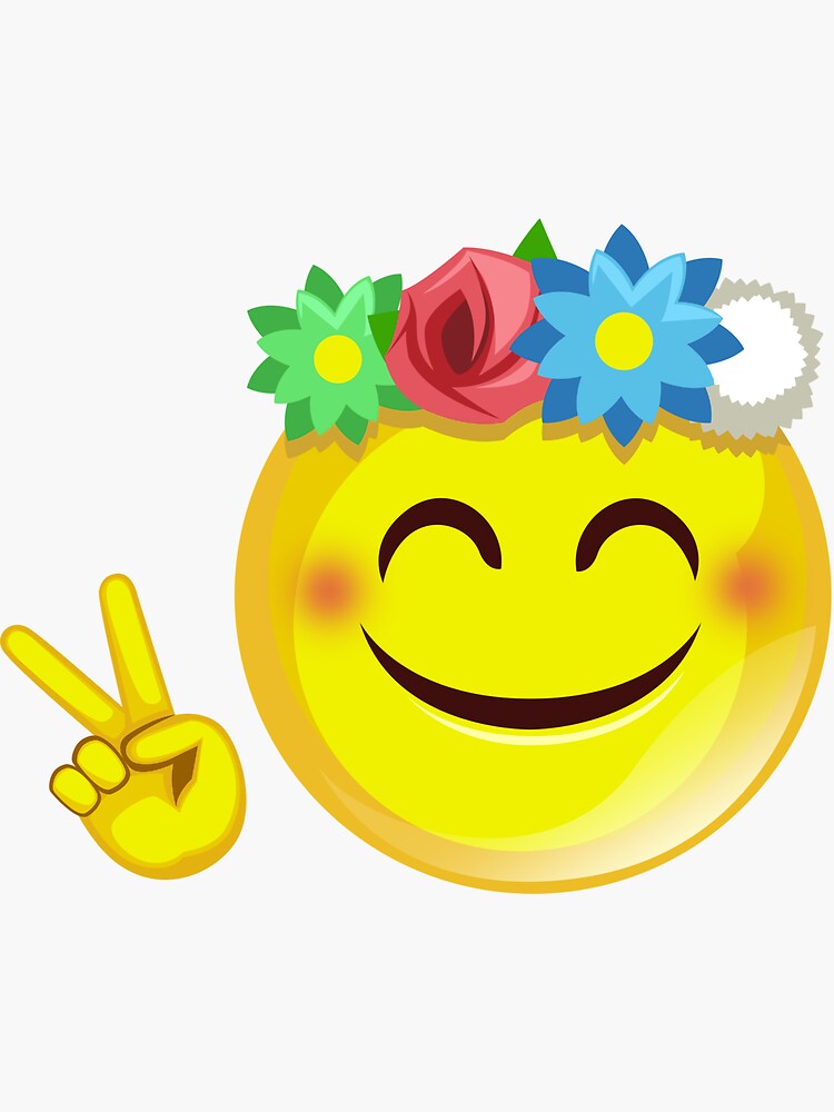 Hippie Flower Power Emoji Emoticon Peace Sign Sticker By Myshirthub Redbubble 