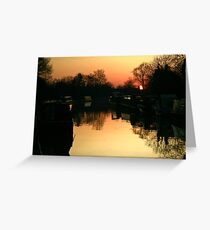 Sunset Over Willington Moorings Greeting Card