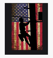 American Power Lineman Electrician Repairman Photographic Print