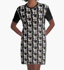 Cute Australian Shepherd Cartoon Graphic T-Shirt Dress