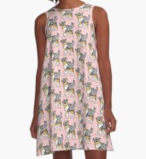 Cute Australian Shepherd Cartoon A-Line Dress