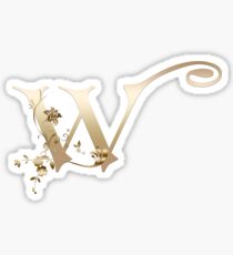 Elegant Gold Floral Monogram Letter W Sticker