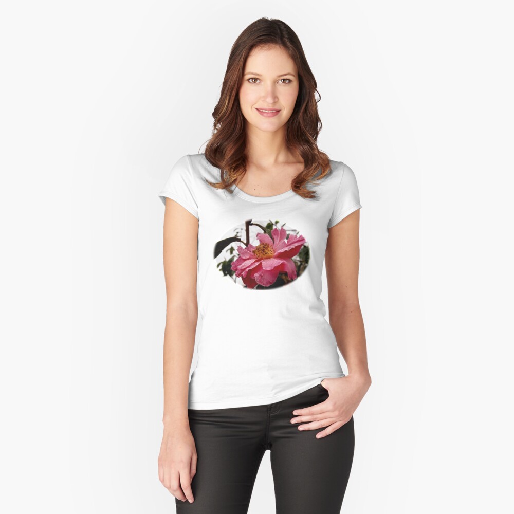 Raindrop Rose Fitted Scoop T-Shirt