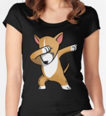 Funny Fawn English Bull Terrier Dabbing Women's Fitted Scoop T-Shirt