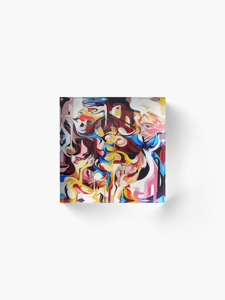 Alternate view of Expressive Abstract People Composition painting Acrylic Block