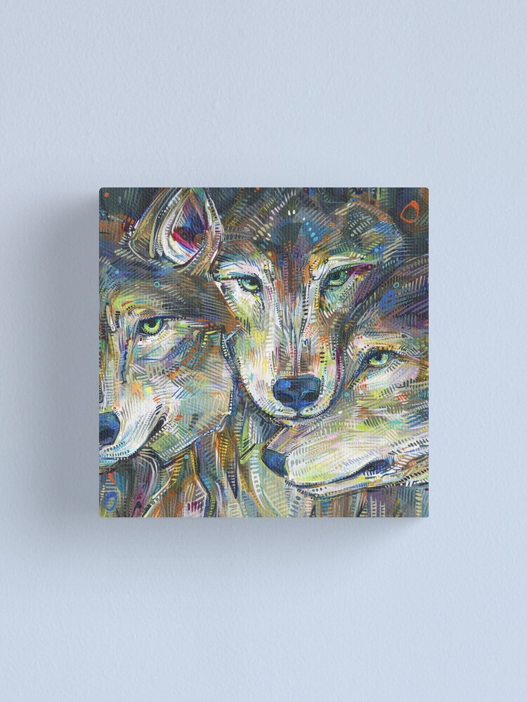 Alternate view of Gray wolves painting - 2012 Canvas Print