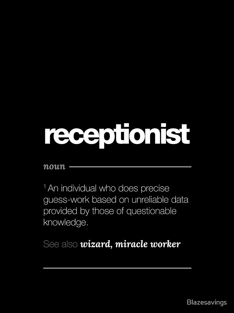 "Receptionist Definition Gift Funny Job Quote Tee" Contrast Tank by