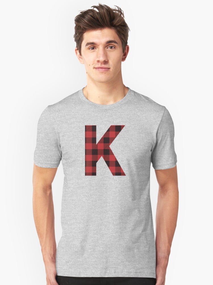 Letter K Red Black Plaid Buffalo Flannel T Shirt T Shirt By