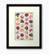 Dog Pattern - White Framed Print