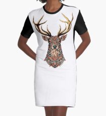 Ornate Buck Graphic T-Shirt Dress