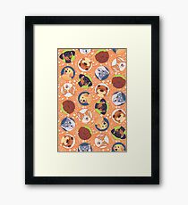 Dog Pattern - Orange Framed Print