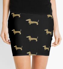 Dachshund Dog Gold Glitter | Pattern Art Mini Skirt