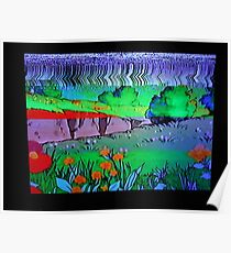 VHS tape glitch landscape cartoon Poster