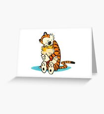 Calvin and Hobbes Hugging Greeting Card