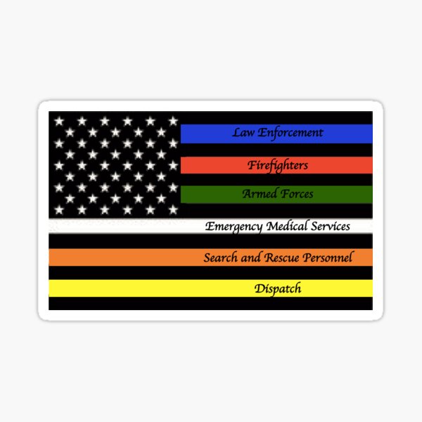 Some Gave All Police Fire Military Tattered Flag Decal Thin Gold Line Decal