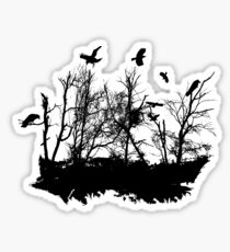 Bog landscape Moorland landscape with black ravens Sticker