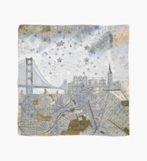 San Francisco skyline old map Scarf