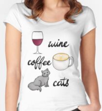 Wine Coffee Cats Women's Fitted Scoop T-Shirt
