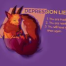 "DEPRESSION LIES" Snuggly Gargoyle by thelatestkate