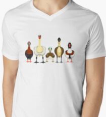 Anatidae in a Row Men's V-Neck T-Shirt