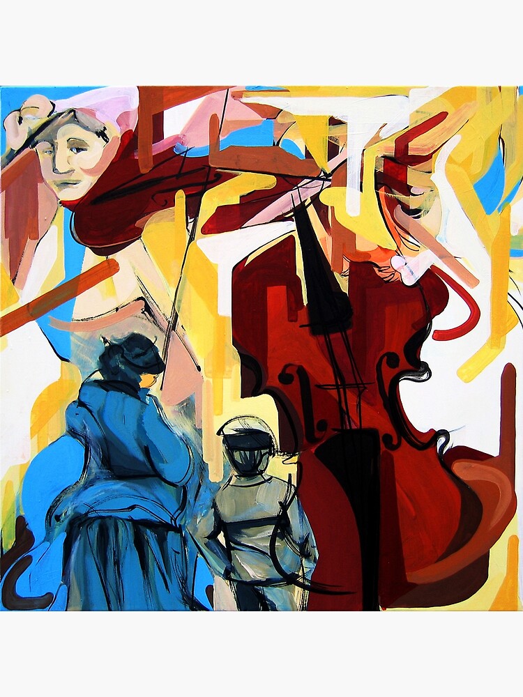 Expressive Cello People Painting by CatarinaGarcia