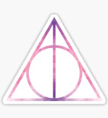 HP Hallows - pink watercolors texture - wand, cloak, stone Sticker