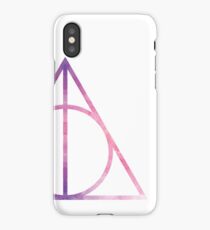 HP Hallows - pink watercolors texture - wand, cloak, stone iPhone Case