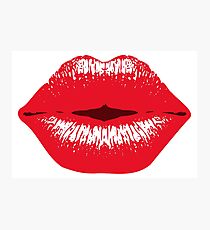 sexy red kiss Kissing Lips Lipstick Lipgloss Photographic Print