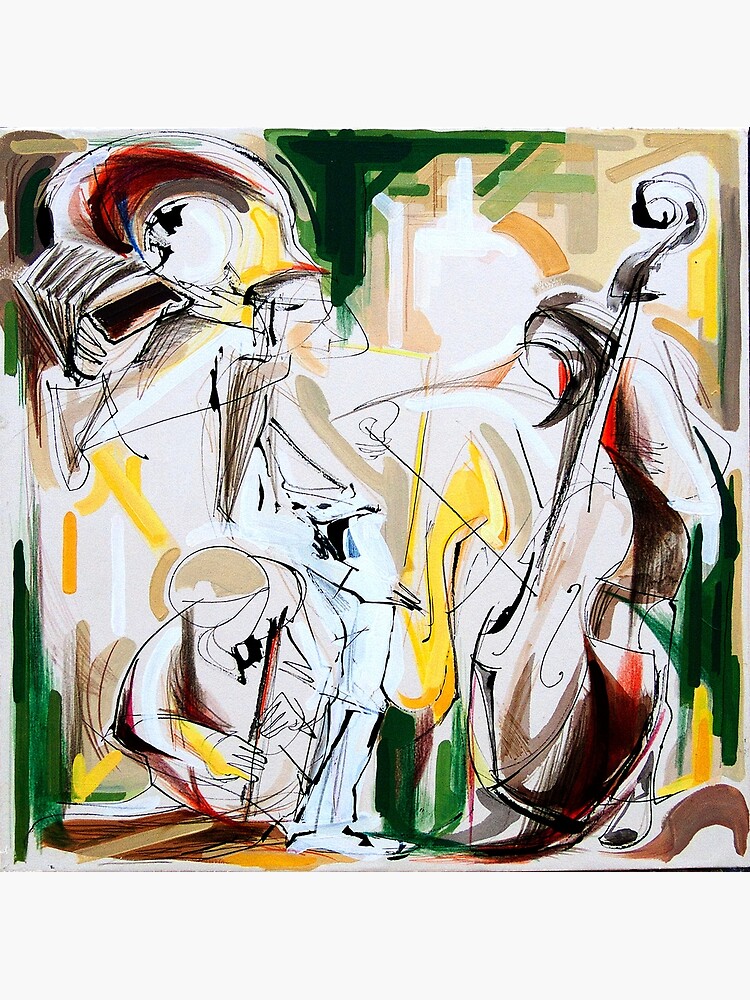 Expressive Musicians Playing Cello Flute Accordion Saxophone Drawing by CatarinaGarcia