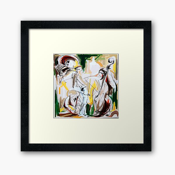 Expressive Musicians Playing Cello Flute Accordion Saxophone Drawing Framed Art Print