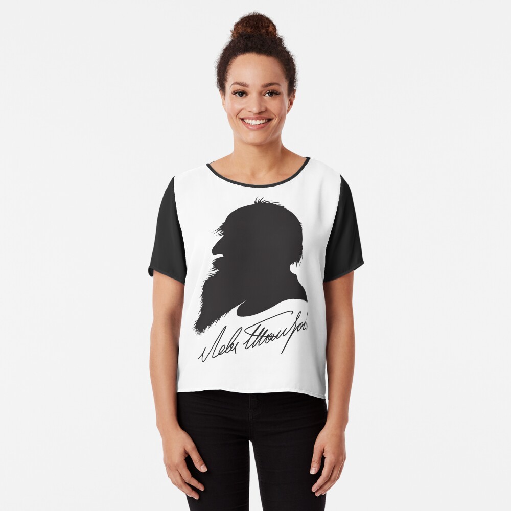 Leo Tolstoy profile portrait and signature Chiffon Top