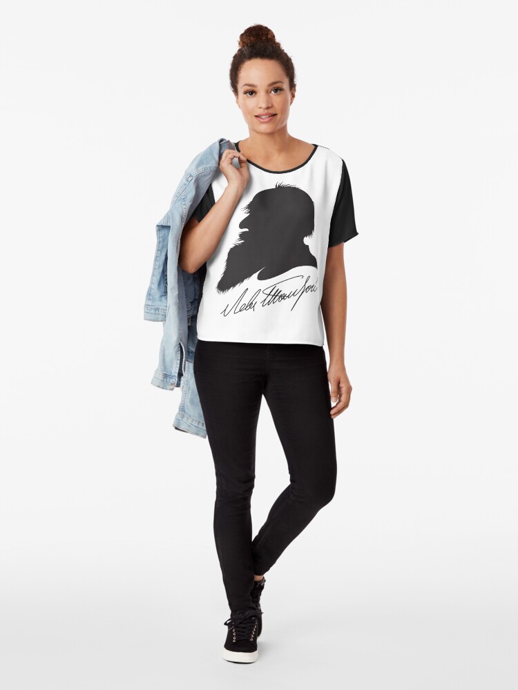 Alternate view of Leo Tolstoy profile portrait and signature Chiffon Top