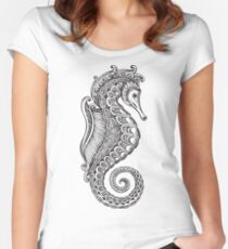 Seahorse Zentangle Design Women's Fitted Scoop T-Shirt
