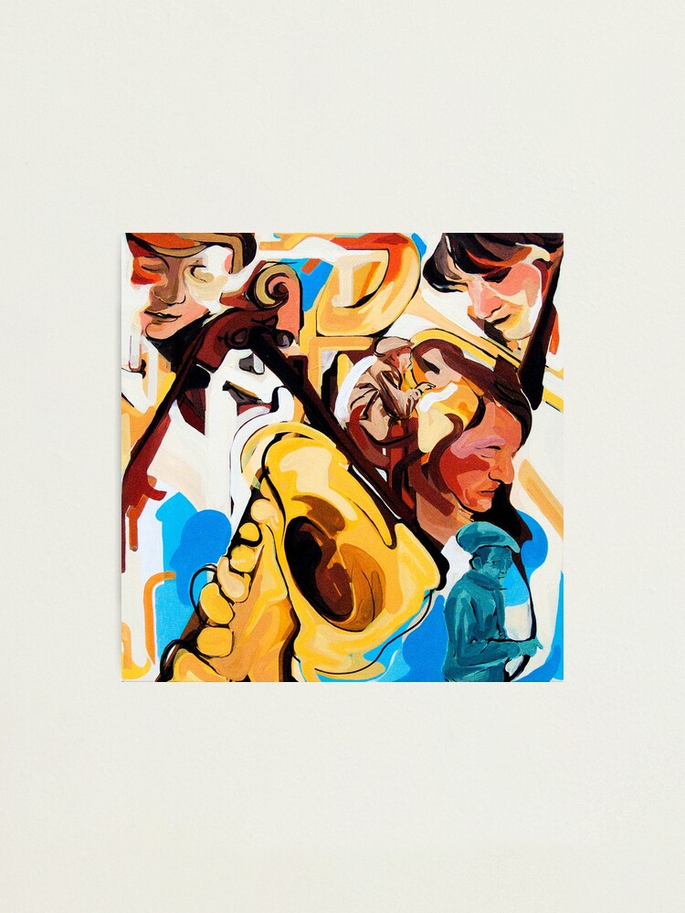 Alternate view of Playing Saxophone and Cello Abstract Expressive Painting Photographic Print