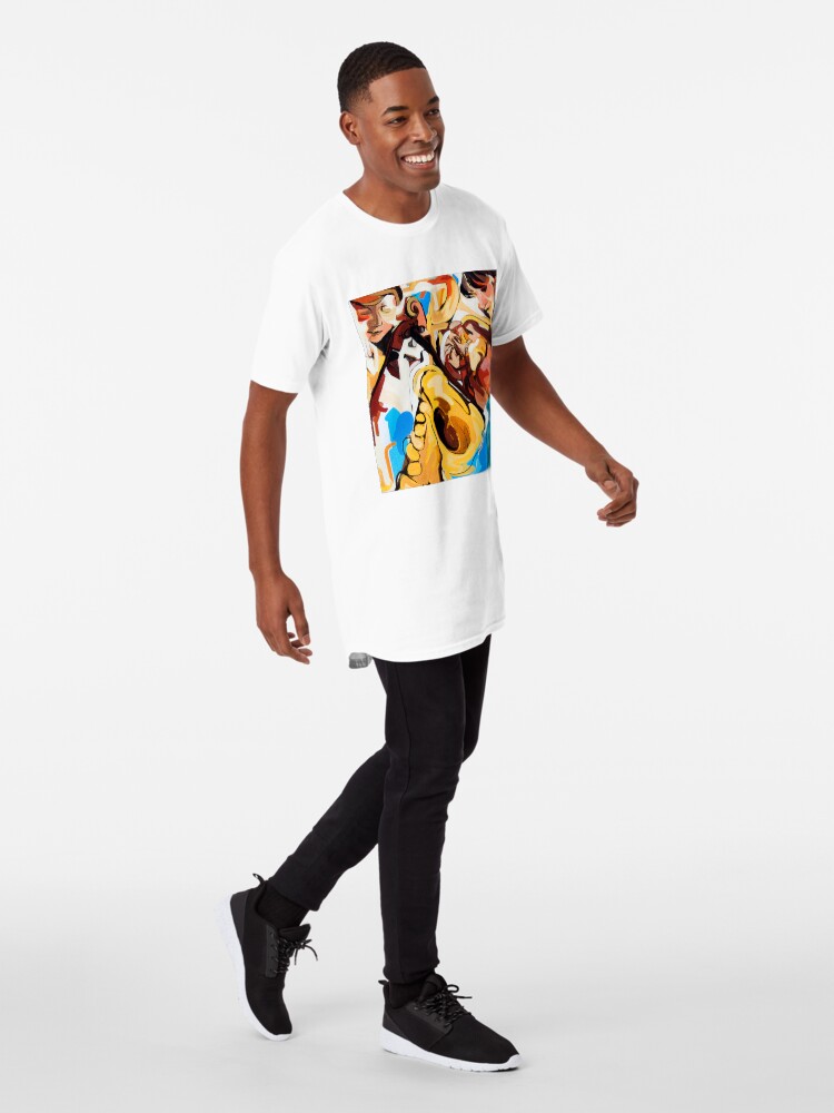 Alternate view of Playing Saxophone and Cello Abstract Expressive Painting Long T-Shirt