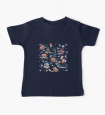 Hot dogs and lemonade // pastel blue background navy and brown dachshunds Baby Tee