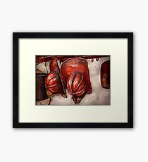 Fireman - Hat - Old fashioned fire hats Framed Print