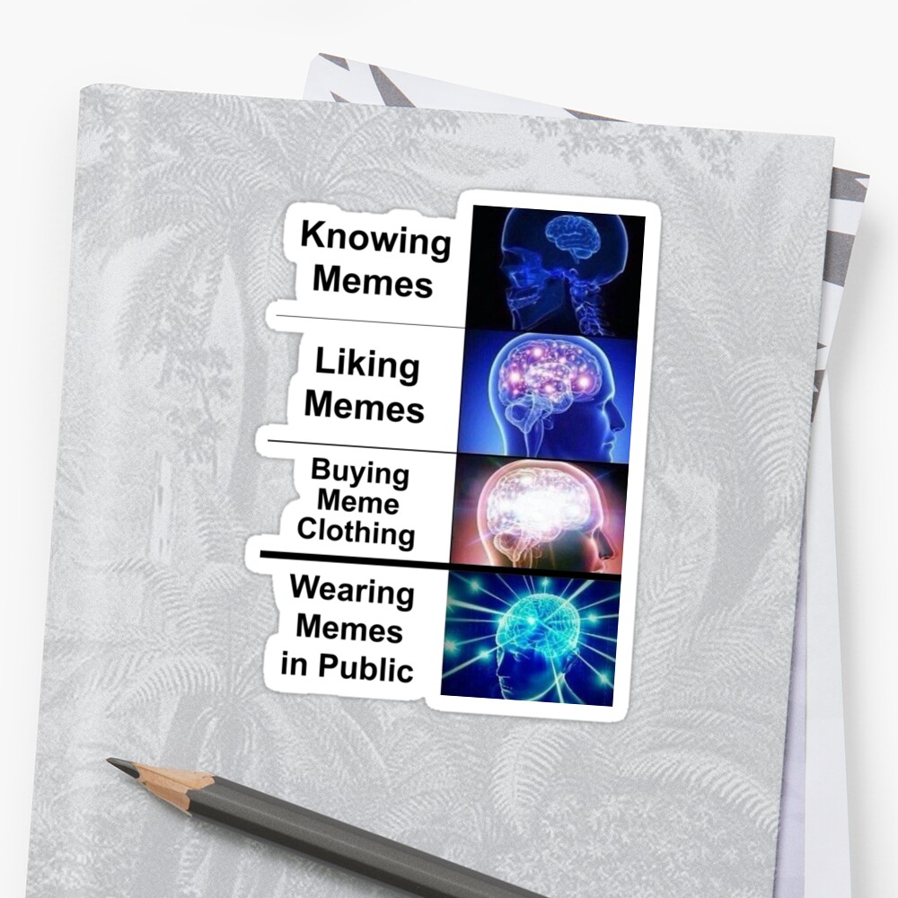 Expanding Brain Wearing Memes In Public Stickers By Anime E