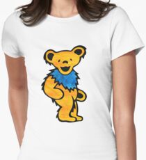 Orange Watercolor Grateful Dead Bear Women's Fitted T-Shirt