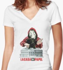 La Casa de Papel Women's Fitted V-Neck T-Shirt